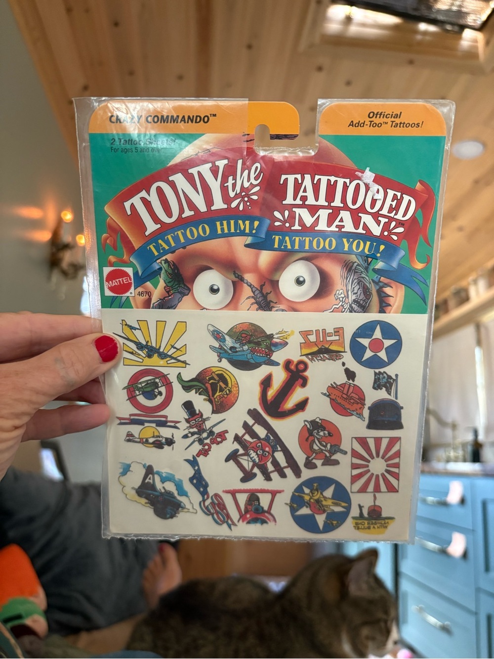 Mattel Retro Tattoo Sticker Sheet - Red, Blue, Yellow, Black